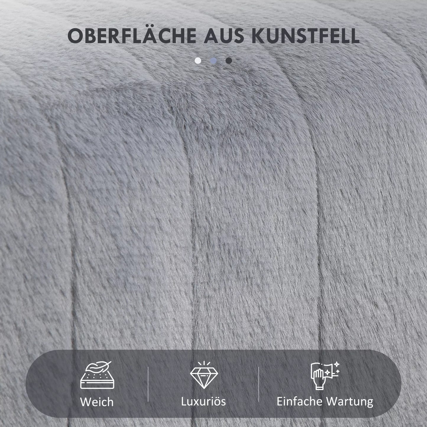 Suolas, dygsniuota sėdynė, dirbtinio kailio apmušalas, metalinės kojelės, iki 120 kg, 82x30x47 cm, pilka/juoda