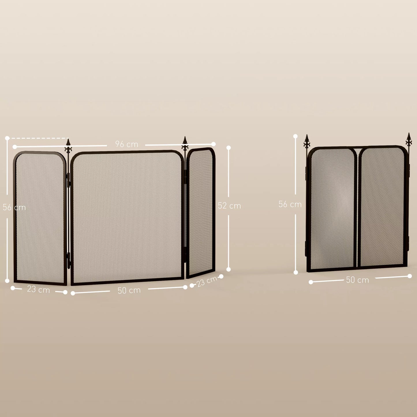 Sulankstomas metalinis židinio ekranas, 96 x 1,3 x 56 cm, juodas