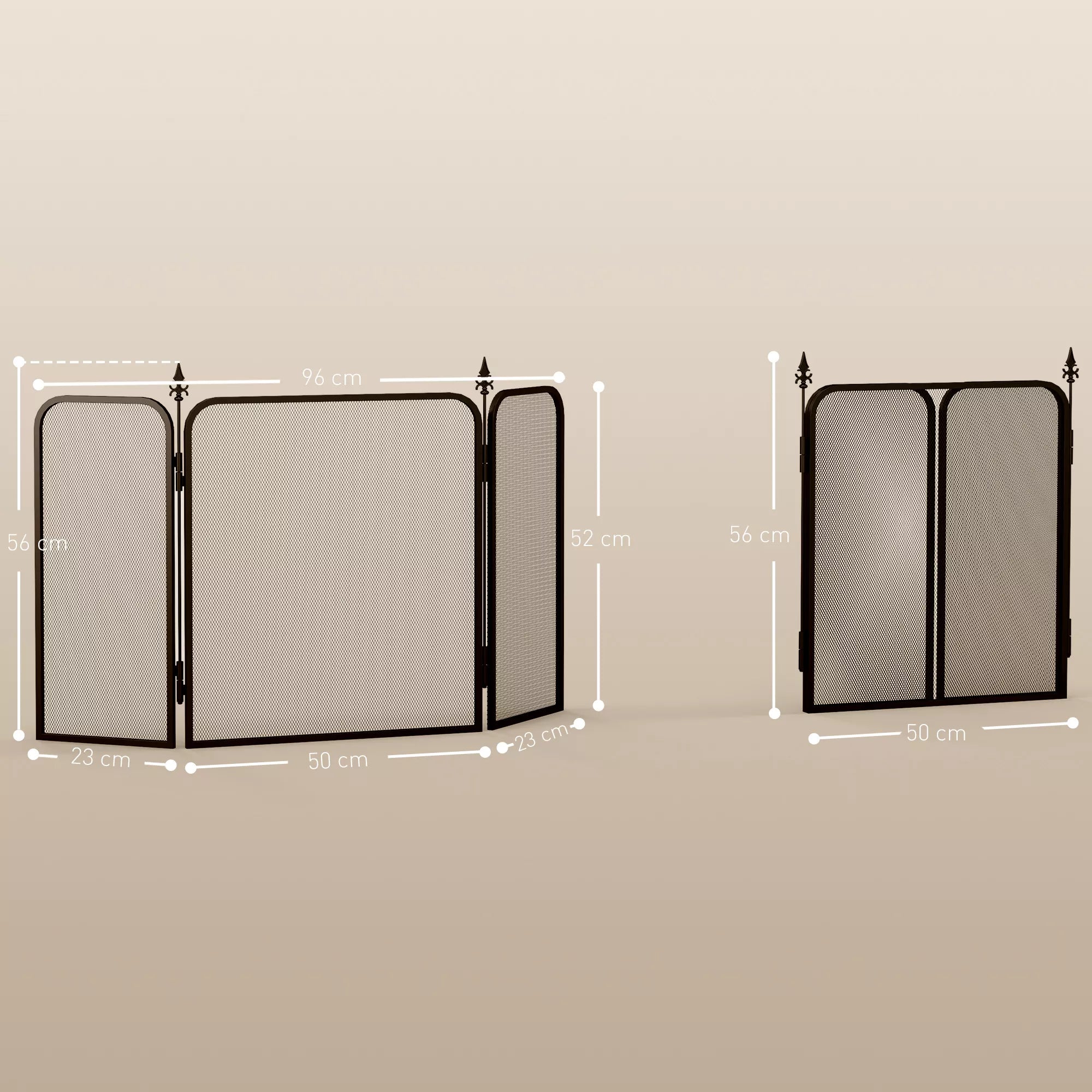 Sulankstomas metalinis židinio ekranas, 96 x 1,3 x 56 cm, juodas
