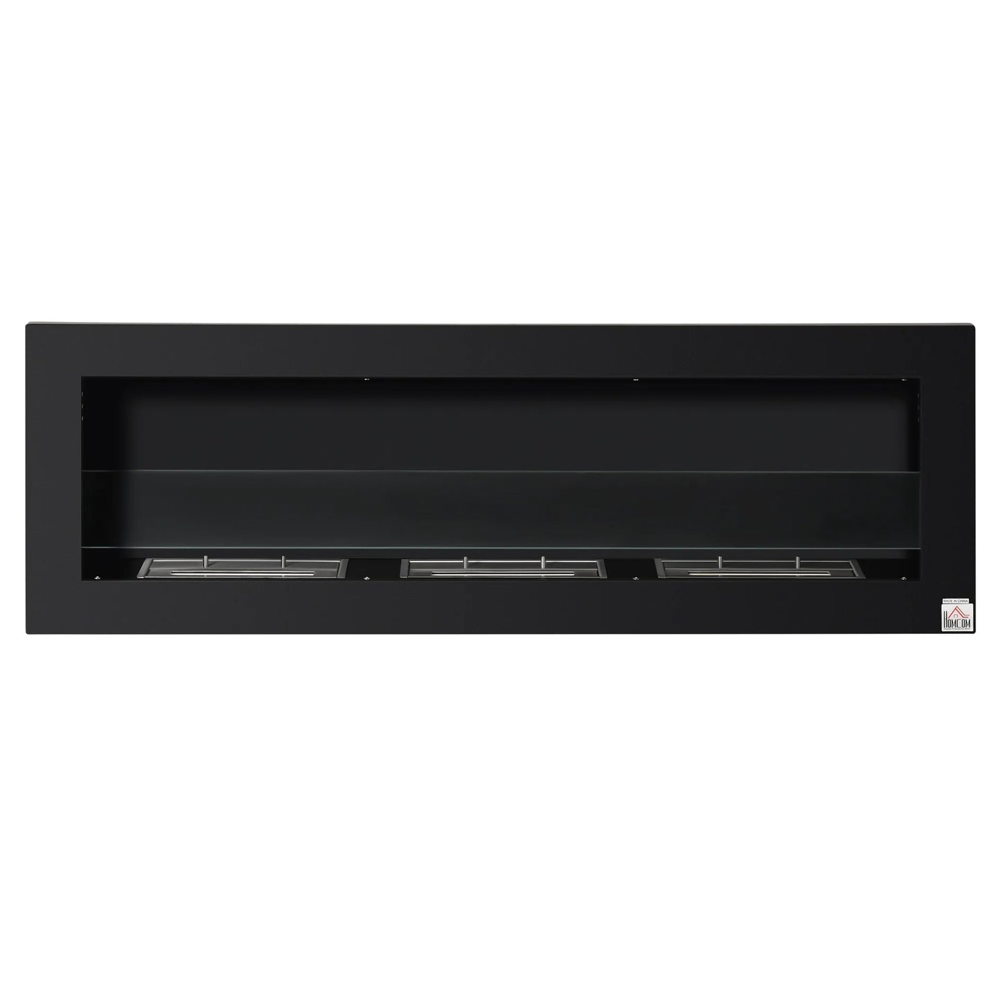 Etanolinis židinys Bioetanolio degiklis 3 degimo dėžutės 1L 3 val. degimo trukmė 2000W be dūmų tvirtinamas prie sienos Plienas Grūdintas stiklas Juodas 120 x 15 x 40 cm