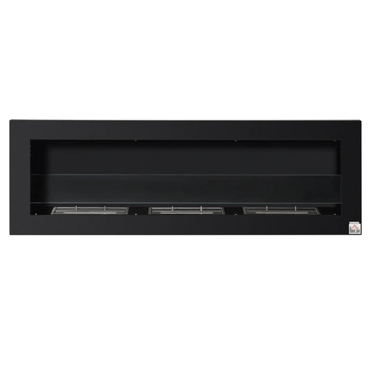 Etanolinis židinys Bioetanolio degiklis 3 degimo dėžutės 1L 3 val. degimo trukmė 2000W be dūmų tvirtinamas prie sienos Plienas Grūdintas stiklas Juodas 120 x 15 x 40 cm