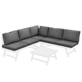 4 dalių sodo baldų komplektas Poilsio baldų komplektas, 4 dalys, 115 cm x 61 cm x 65 cm, pilkos + baltos spalvos