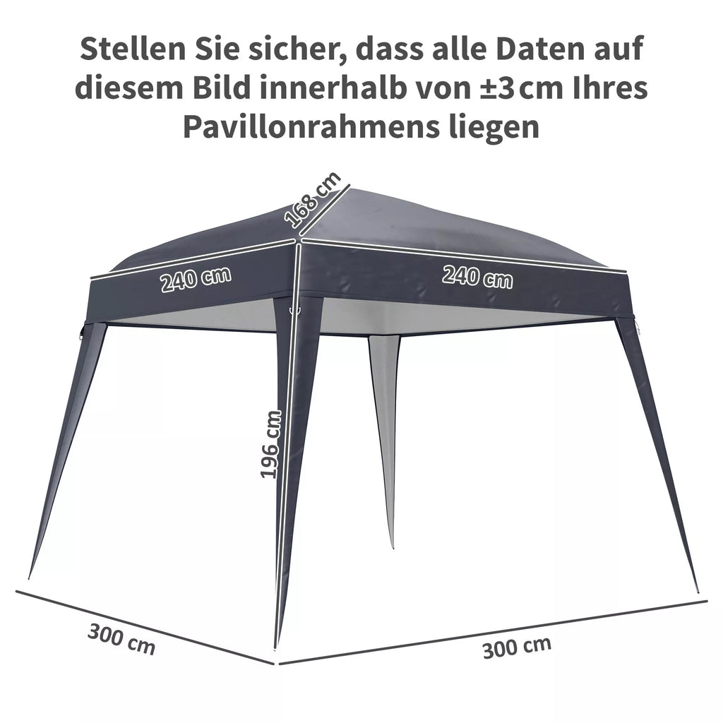 Pavilionų atsarginis stogas, atsarginė tentinė danga paviljonui (pagrindo matmenys 3x3 m / viršutinės dalies matmenys 2,4x2,4 m), atsarginis sodo palapinės stogas, UPF50+