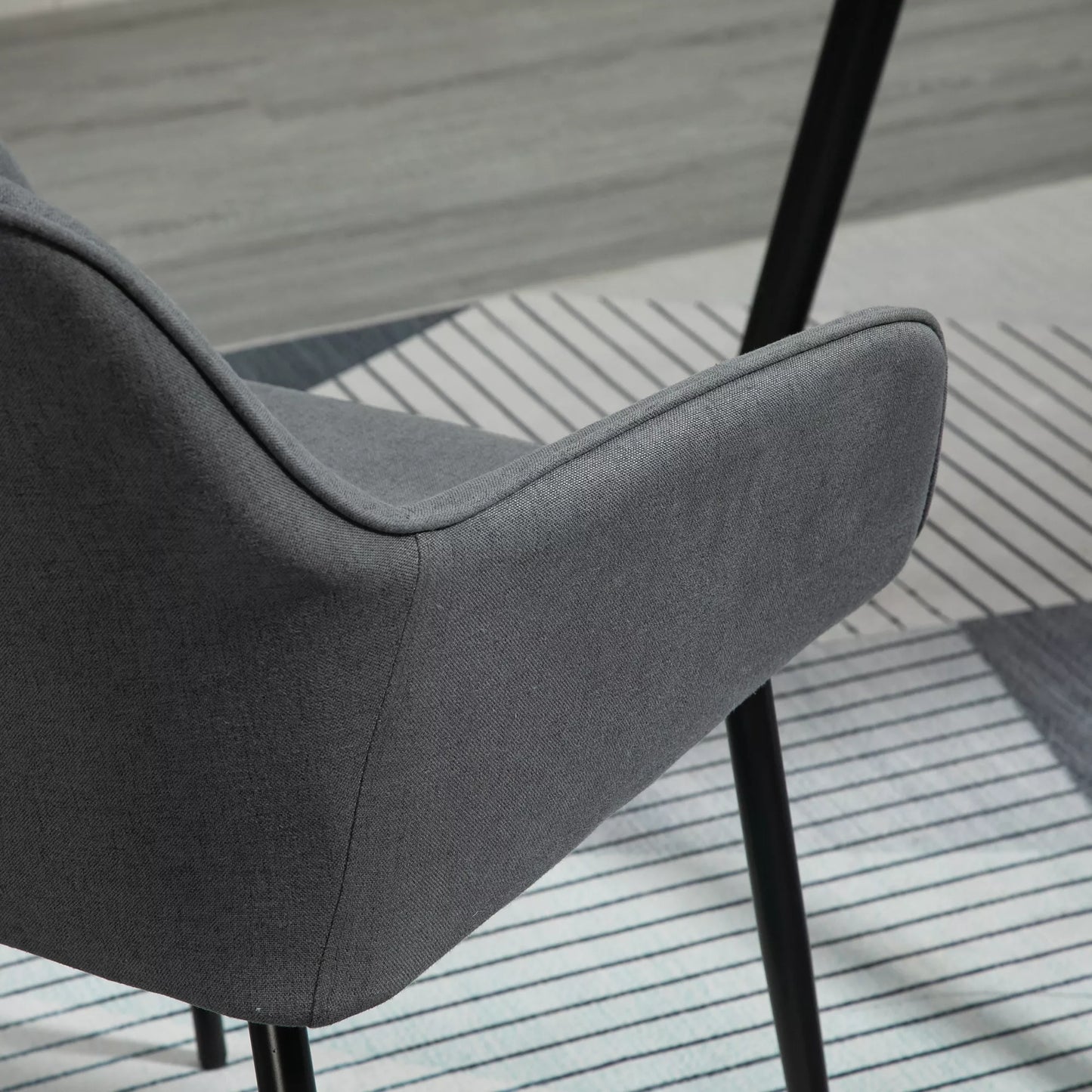 2 vnt. valgomojo kėdžių rinkinys, minkšta kėdė su kvėpuojančiu lininiu užvalkalu, svetainės kėdė, fotelis, virtuvės kėdė su atlošu, porankiais, linas, tamsiai pilka, 59,5 x 56,5 x 81 cm