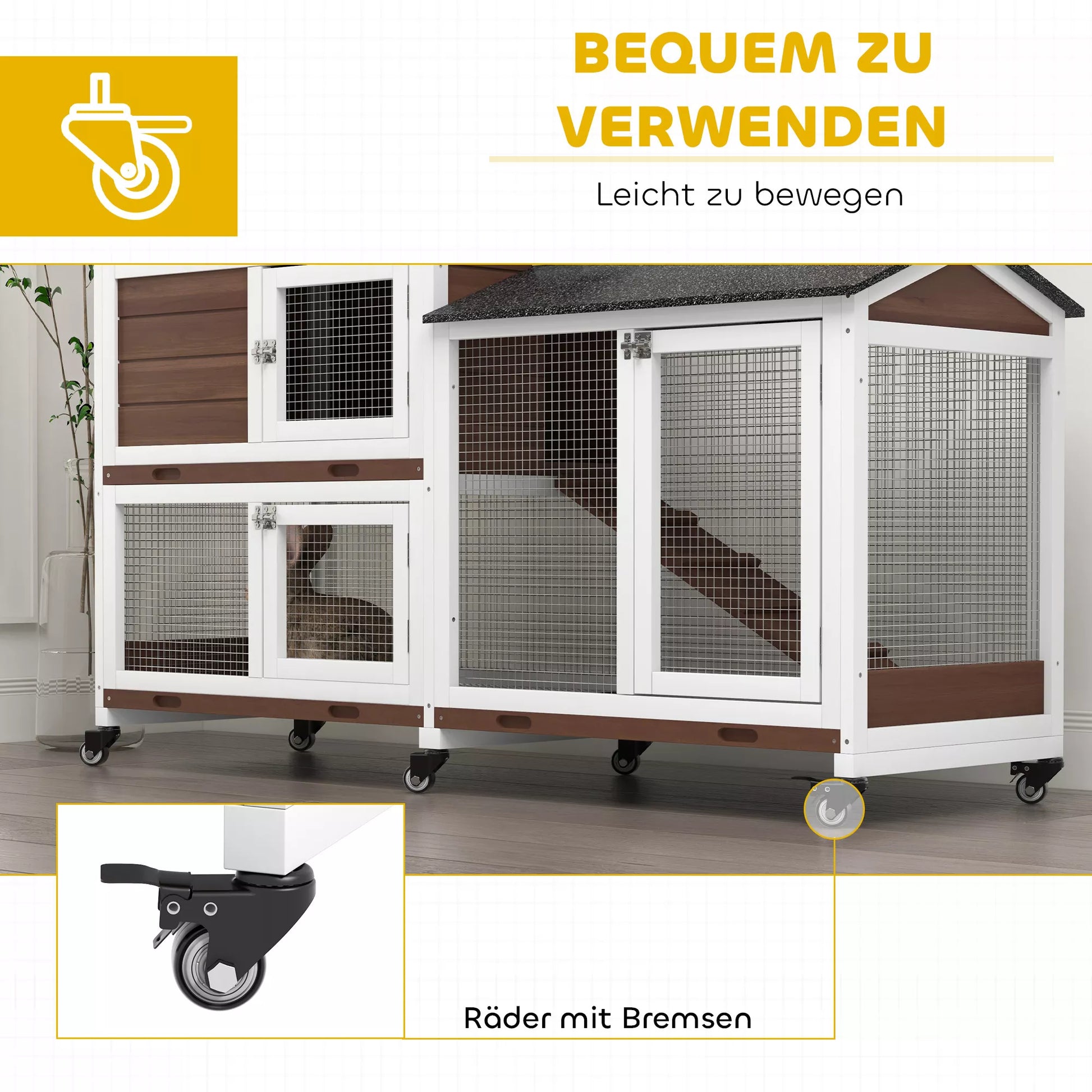 Mažų gyvūnų narvas su ratukais, nykštukinių triušių narvas, laisvas aptvaras, asfaltinis stogas, mažų gyvūnų namelis, nykštukinių triušių aptvaras, medis, plienas, rudos spalvos