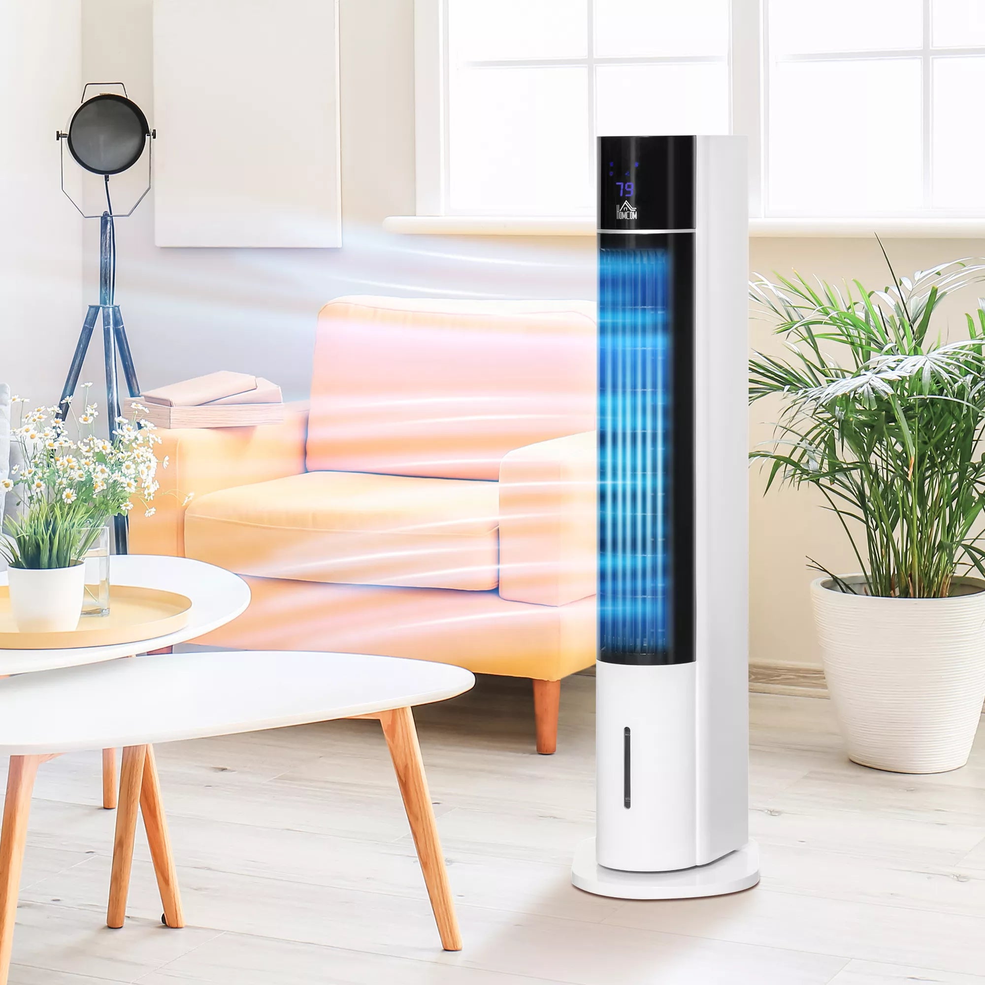 Kolonos ventiliatorius, koloninės formos oro kondicionierius, pasukamas 52 laipsniais, tylus veikimas, 3 veikimo režimai, 3 greičiai