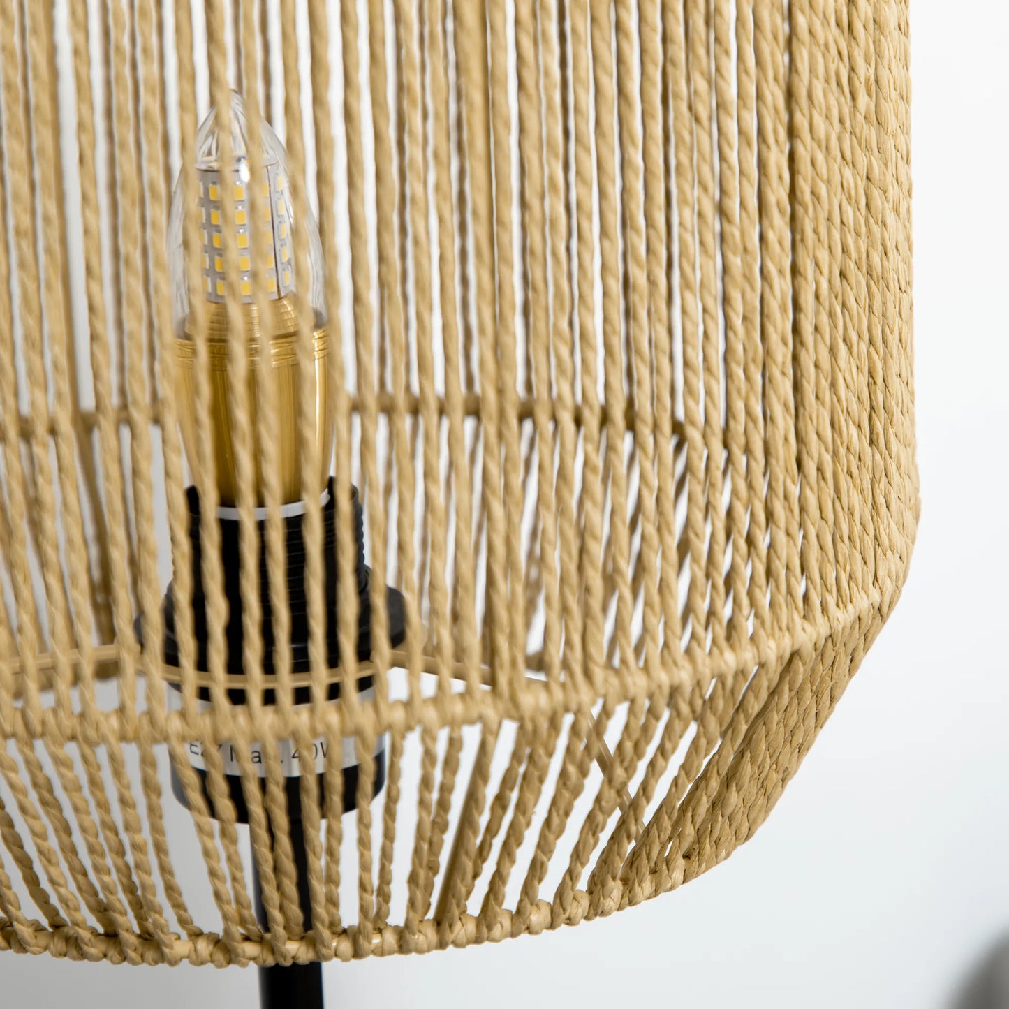 HOMCOM 2 dalių šviestuvų rinkinys. 1 pastatomas šviestuvas, 1 stalinė lempa, 38 cm x 38 cm x 158 cm, Natūrali spalva + Juoda