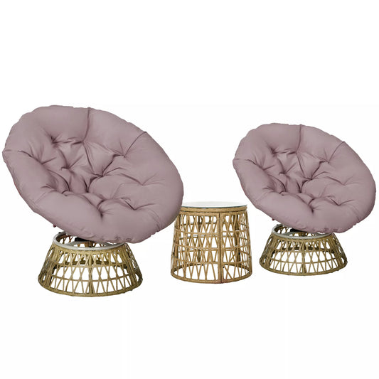 Bistro rinkinys Balkono rinkinys Terasos rinkinys, atsparus atmosferos poveikiui, nuimami pagalvėlės, 85 cm x 70 cm x 82 cm, natūralus + šviesiai rudos spalvos