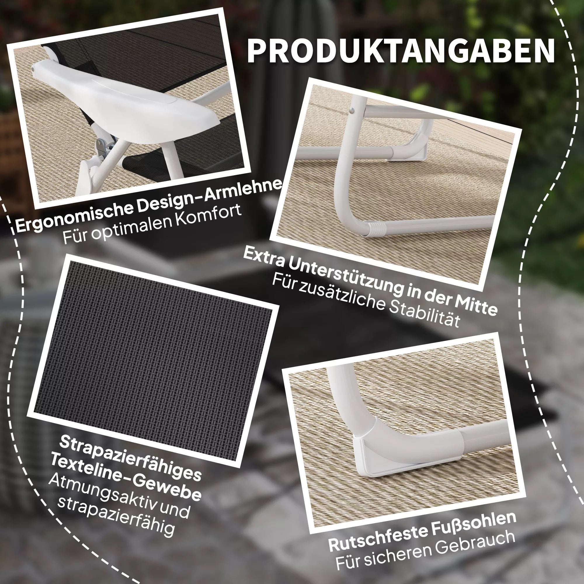 Porankės, centrinės atramos, tinklinio audinio ir neslystančių kojelių detalės