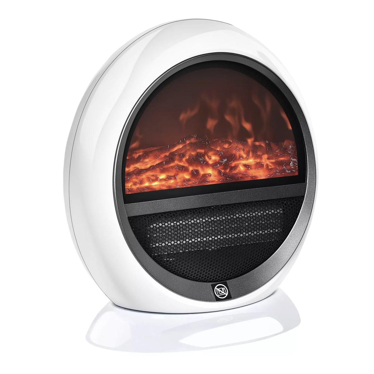 LED elektrinis židinys Mini, stalinis, pastatomas, su liepsnos efektu 1500W ABS plastikas, baltas 30,5 x 18 x 35 cm