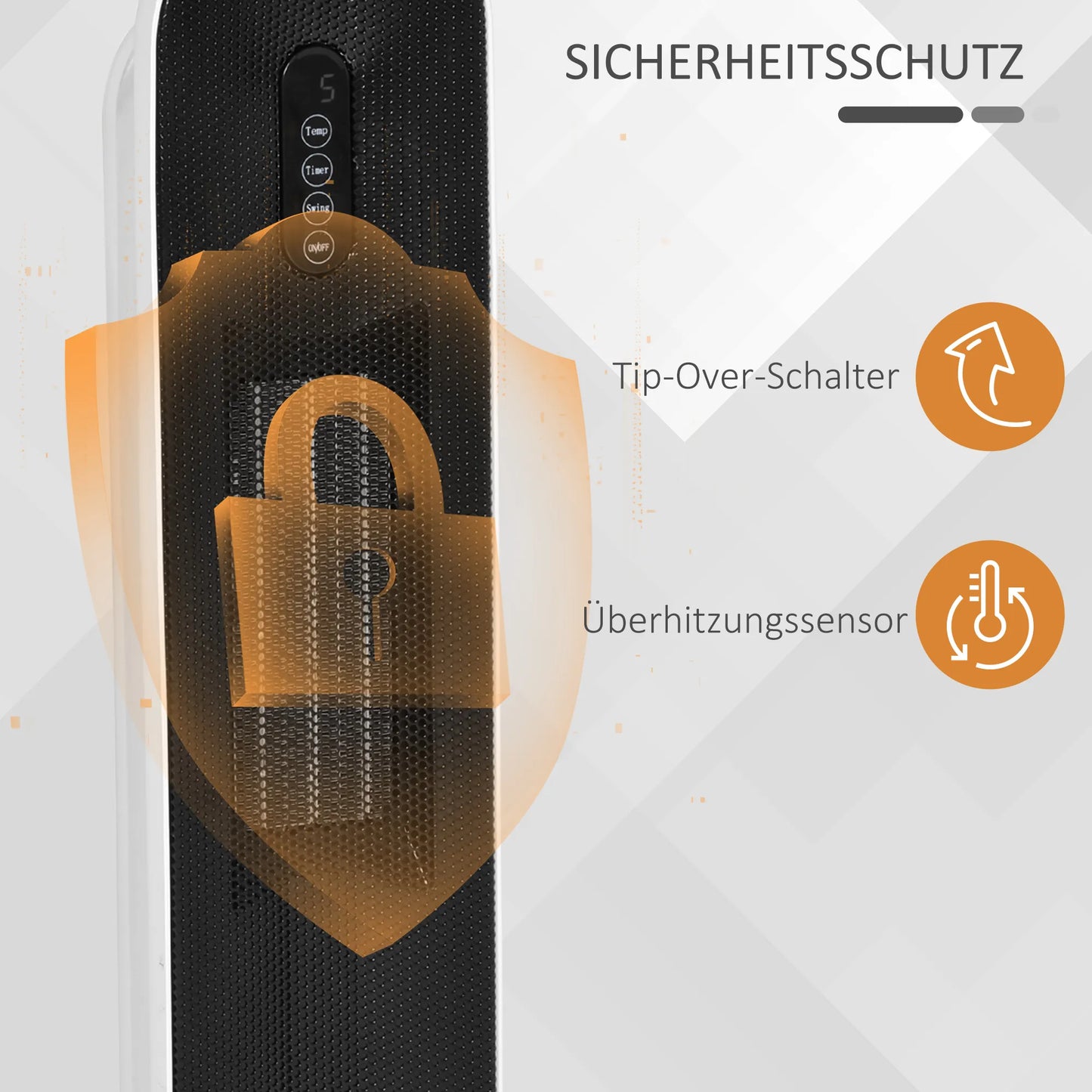 Elektrinis šildytuvas su ventiliatoriumi, 24 valandų laikmatis, 2000W, 2 režimai, osciliacija, metalinis, baltas + juodas