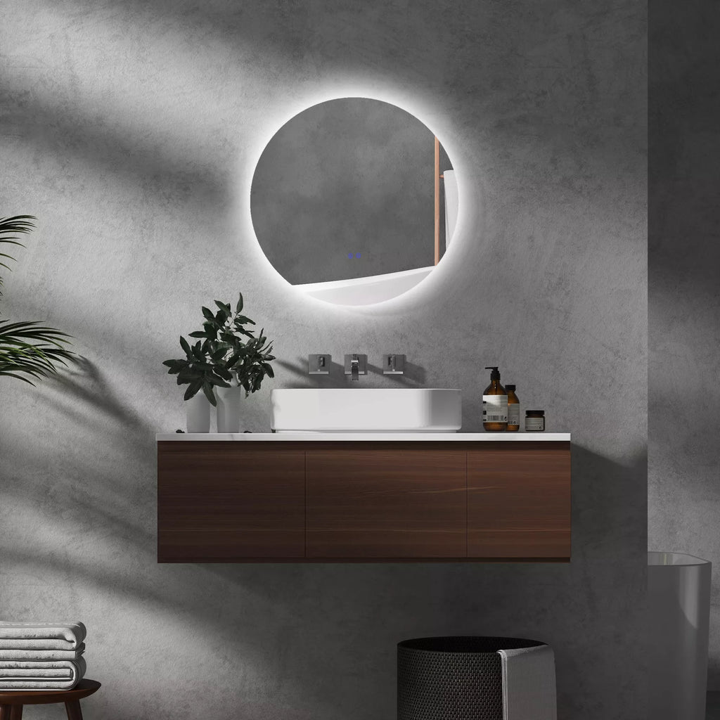 Vonios veidrodis, LED, spalvų keitimas, apsauga nuo rasojimo, jutiklinis jungiklis, IP44, Ø 60 cm, baltas