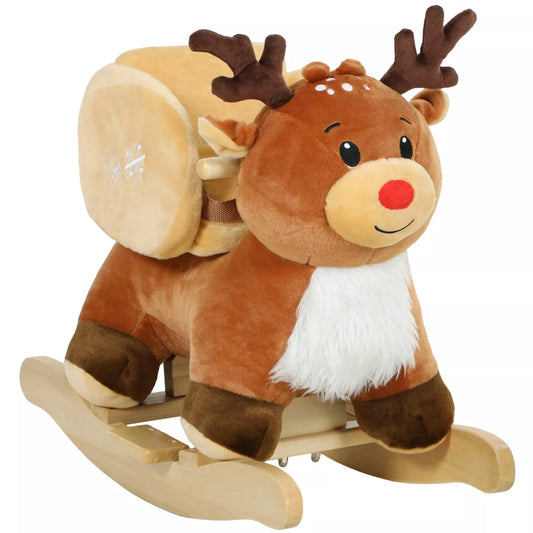 Vaikų supynės arkliukas Kūdikio supynės elnias su lopšinėmis, skirtas 18–36 mėnesių vaikams Pliušinis 65 x 35 x 59 cm Rudi