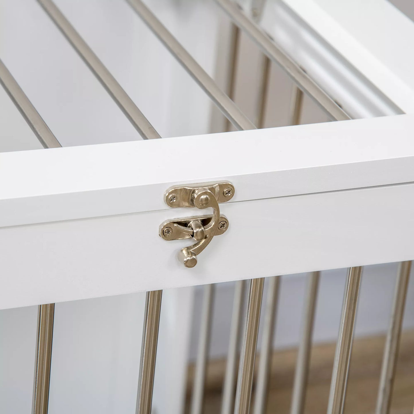 Šunų narvas su 2 durimis, šunų dėžė, užrakinamas, plieninės grotelės, 80 cm x 50 cm x 56,5 cm, balta + sidabrinė