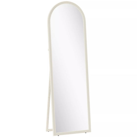 Viso kūno veidrodis, 50 x 160 cm, laisvai pastatomas, tvirtinamas prie sienos, su lenktu rėmu, baltas