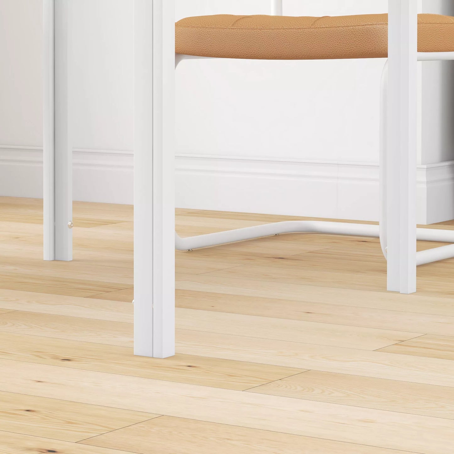 Kvadratinis valgomojo stalas 4 asmenims, su grūdinto stiklo stalviršiu, tinkamas virtuvei ir valgomajam, 75 x 75 x 75 cm, Baltas