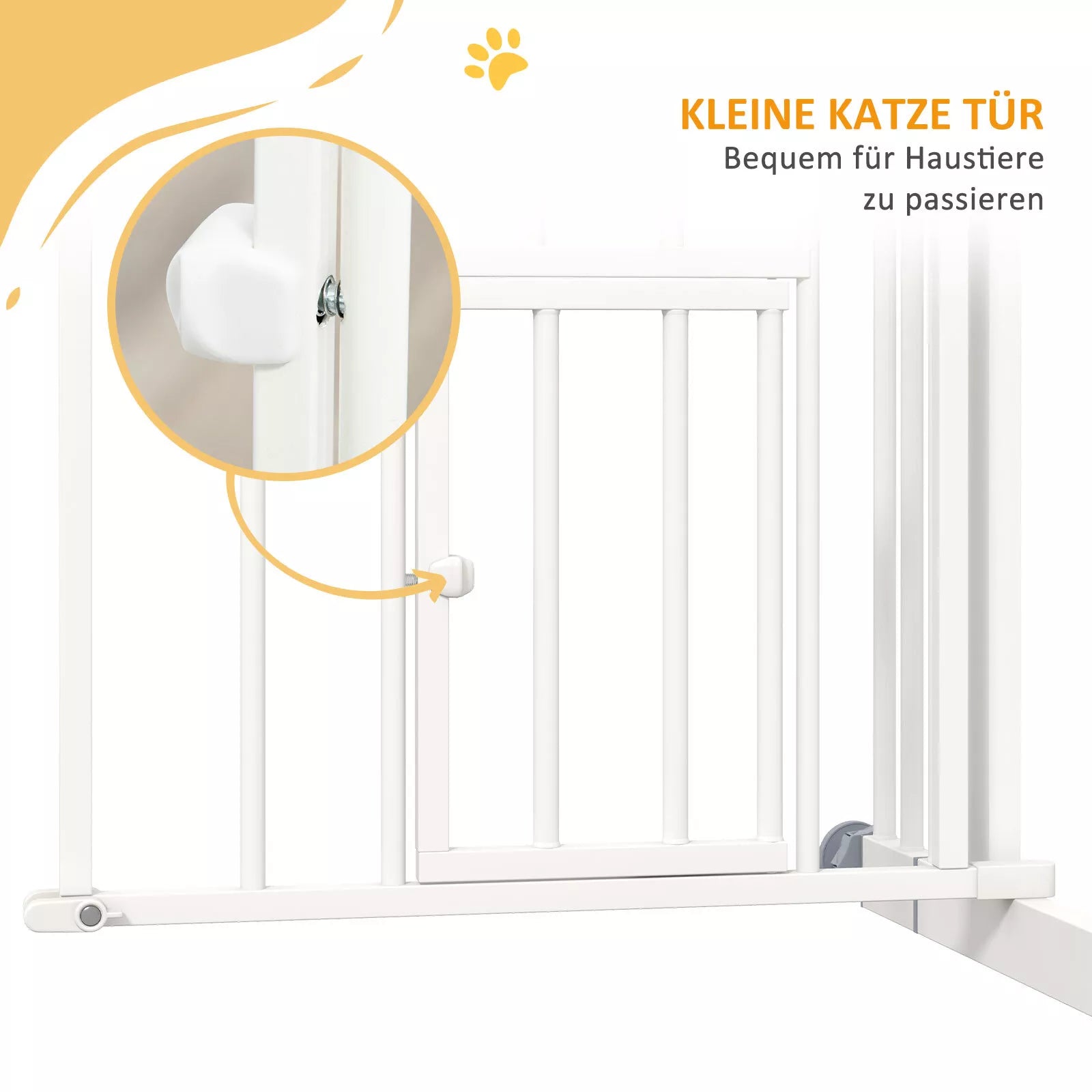 Laiptų apsauginė grotelė Šunų apsauginė grotelė, automatinis uždarymas, valdymas viena ranka, 100 cm x 4 cm x 76 cm, balta
