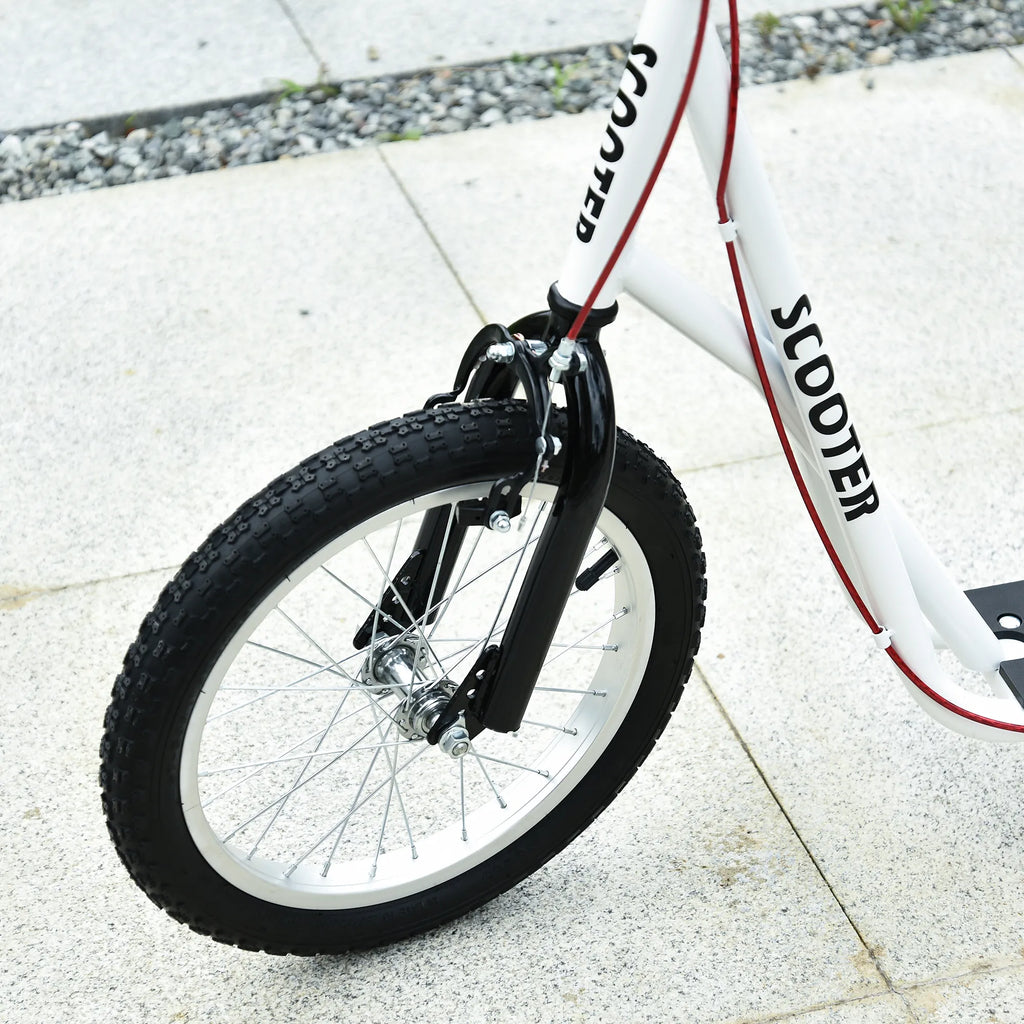 Vaikų paspirtukas Paspirtukas Miesto paspirtukas Kickscooter Paspirtukas Vaikų paspirtukas su pneumatinėmis padangomis ir rankiniu stabdžiu Paspirtukas Vaikams Atsparus vandeniui Sulankstomas nuo 5 metų 16 colių Balta 139 x 58 x 90-96 cm