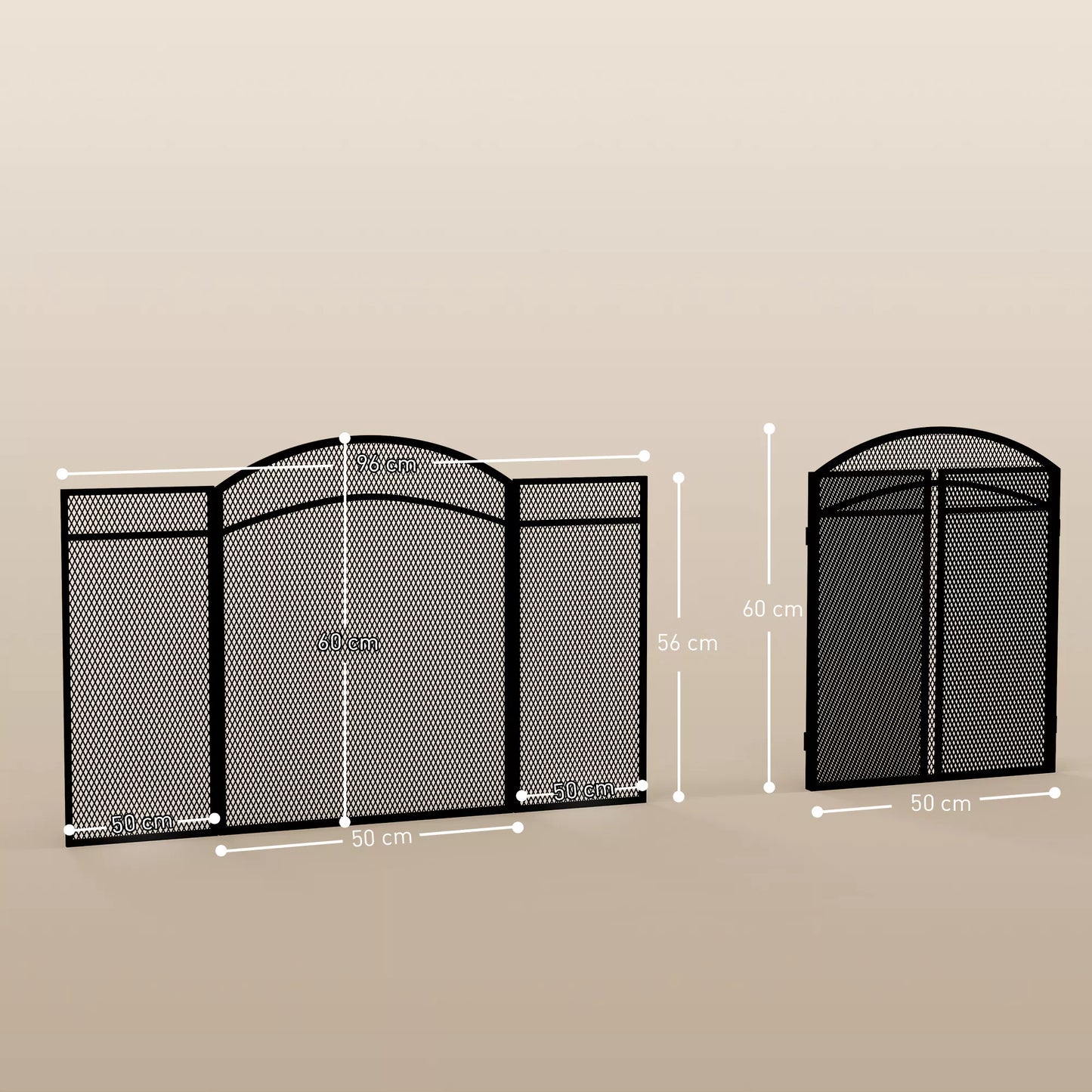 Apsauga nuo kibirkščių židiniams, elegantiškas kibirkščių gaudyklė, sulankstomas, padengtas, Juodas, 96 x 60 cm