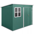 Metalinis sandėliukas sodo įrankiams laikyti, su langu, plačiomis durimis, 260 x 177 x 190 cm, žalias