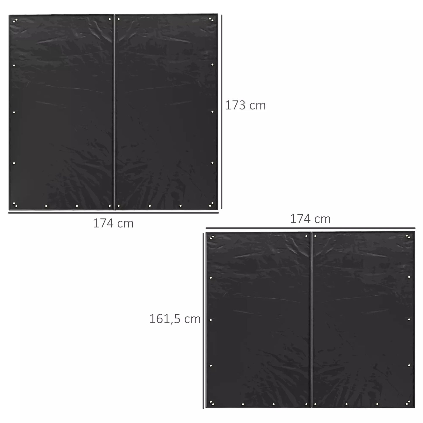 Dangtis malkinei, 2 vnt. rinkinys, atsparus oro sąlygoms ir dulkėms, 174x173 ir 174x161,5, juodas