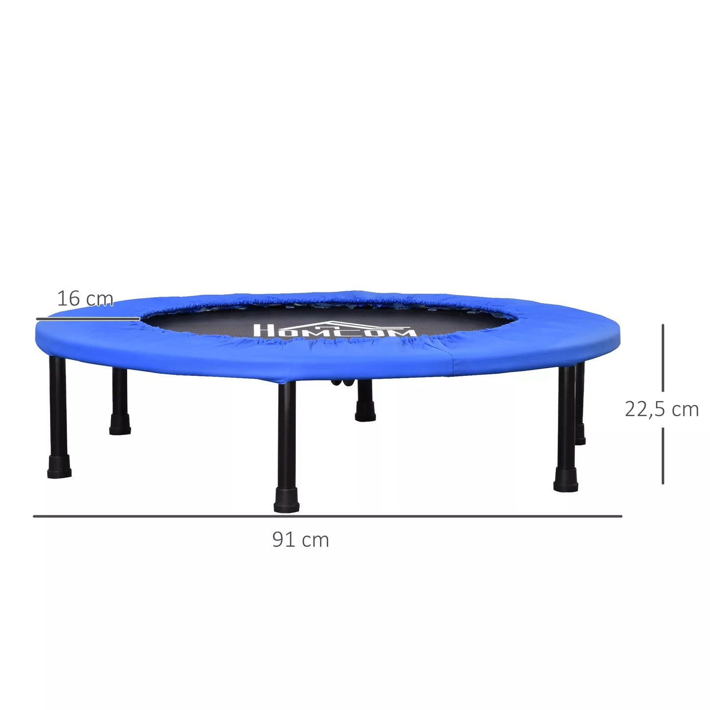 Fitness batutas Ø91 cm Mini batutas su neslystančiomis kojelėmis, atlaiko 100 kg svorį Ø91 x 22,5H cm Juodas+mėlynas