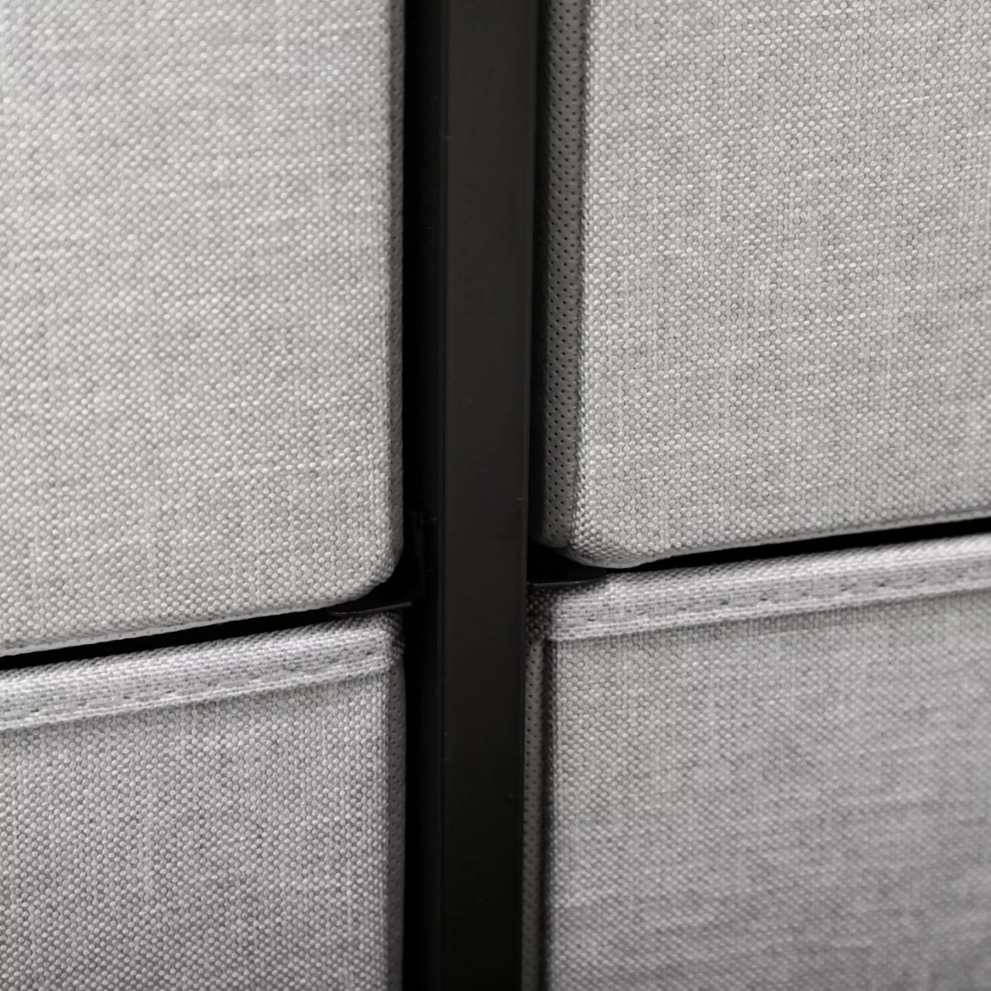 Komoda su 8 medžiaginiais stalčiukais, metaliniu rėmu, lentyna, 80x30x81,5 cm, pilka/juoda