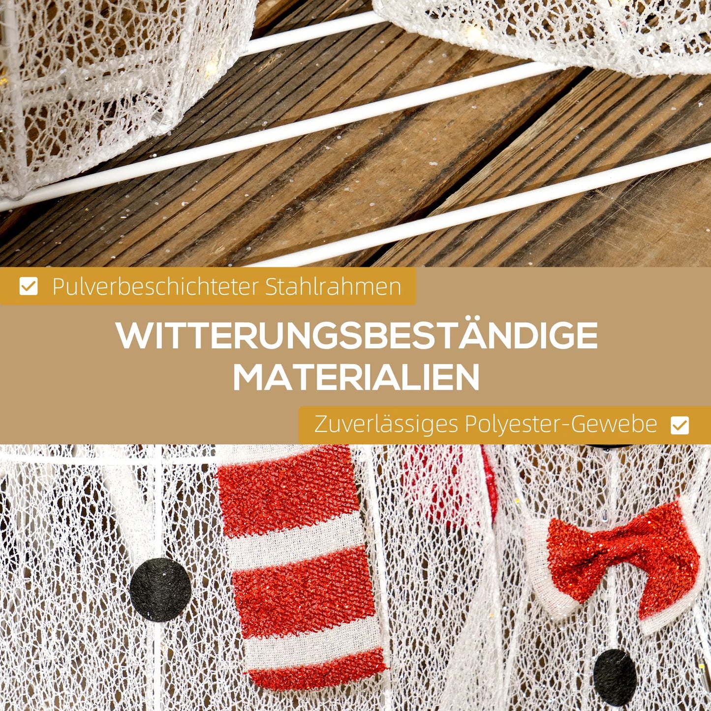 Sniego senelių šeima, 148 LED, Kalėdinė instaliacija, atsparus oro sąlygoms, blizgi, balta