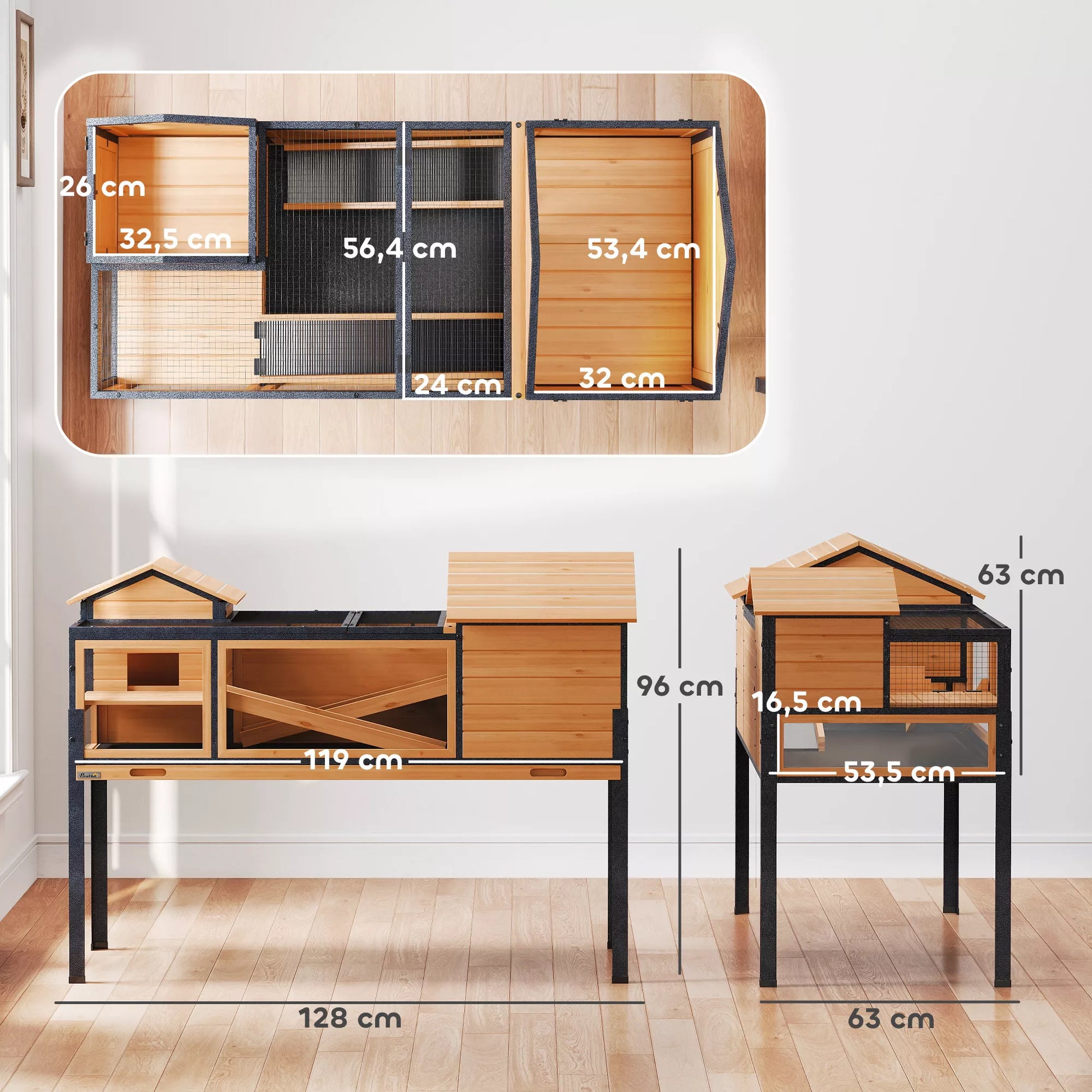 Vėžlių namelis, smulkių gyvūnų aptvaras, 2 kambariai, 2 aukštai, langai, rampos, priedai, mediena, plienas, geltona spalva