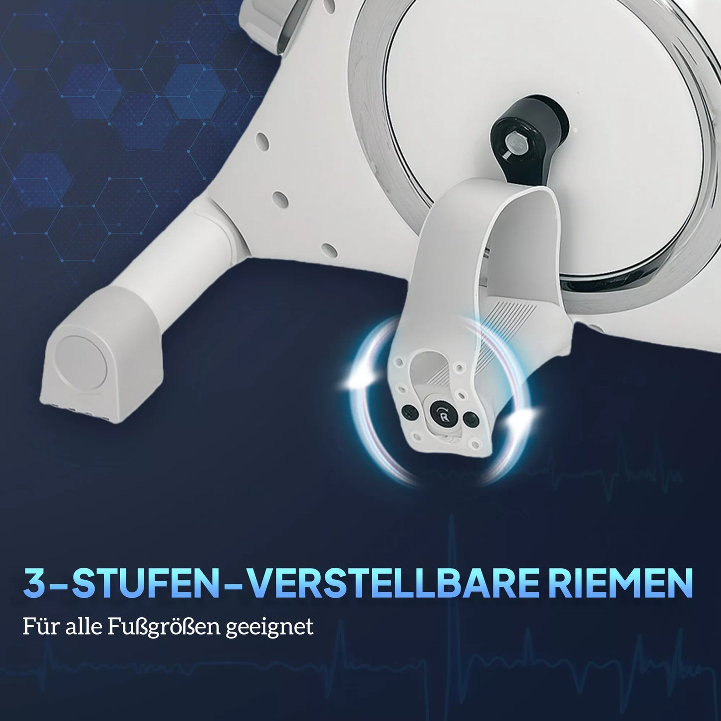 Mini treniruoklis po stalu, pedalai rankų ir kojų pratimams, 8 pasipriešinimo lygiai, plienas, baltas