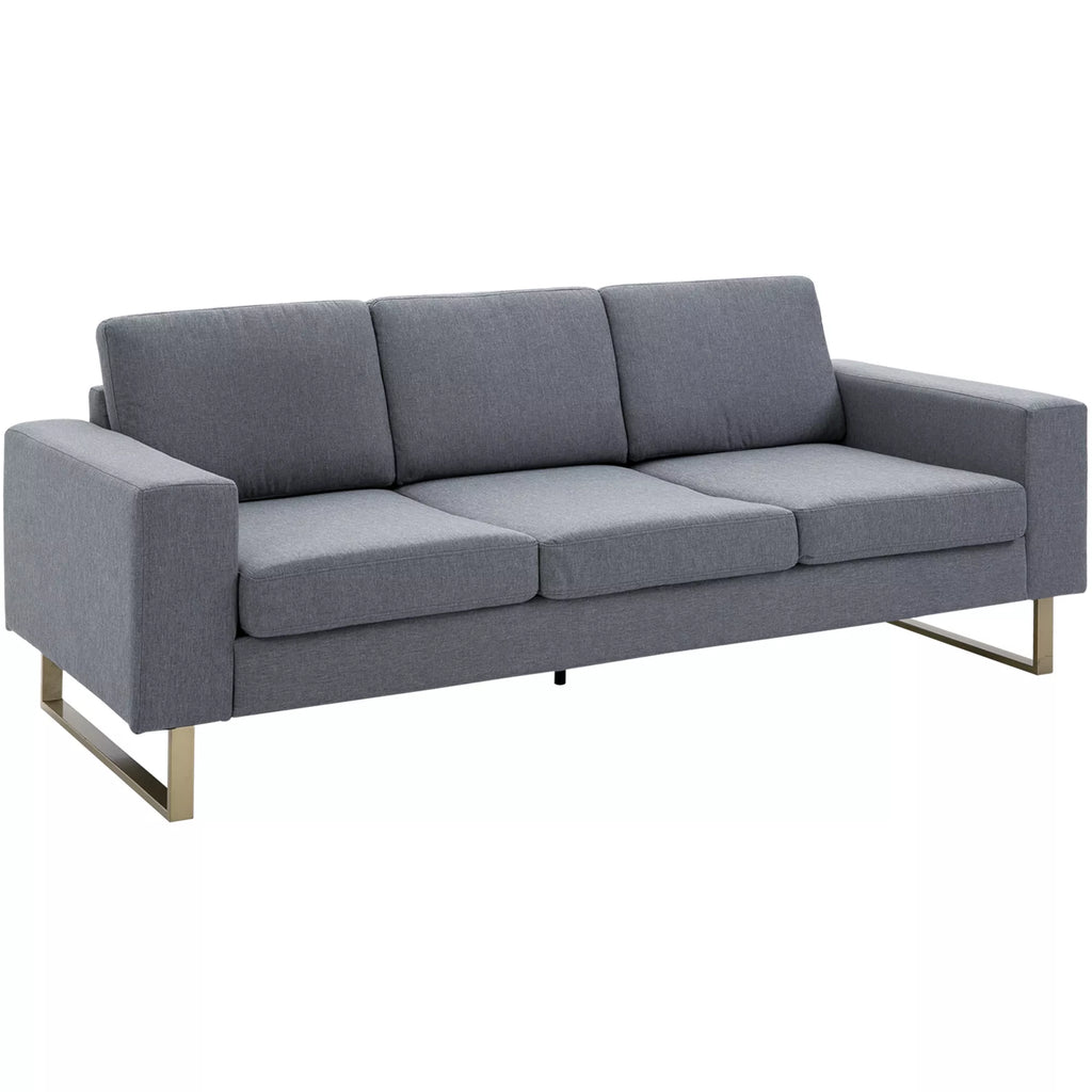 3 vietų sofa Trijų vietų audinio sofa su pagalvėlėmis, porankiais, lino išvaizda, miegamajam, 200 x 82 x 78 cm, tamsiai pilka