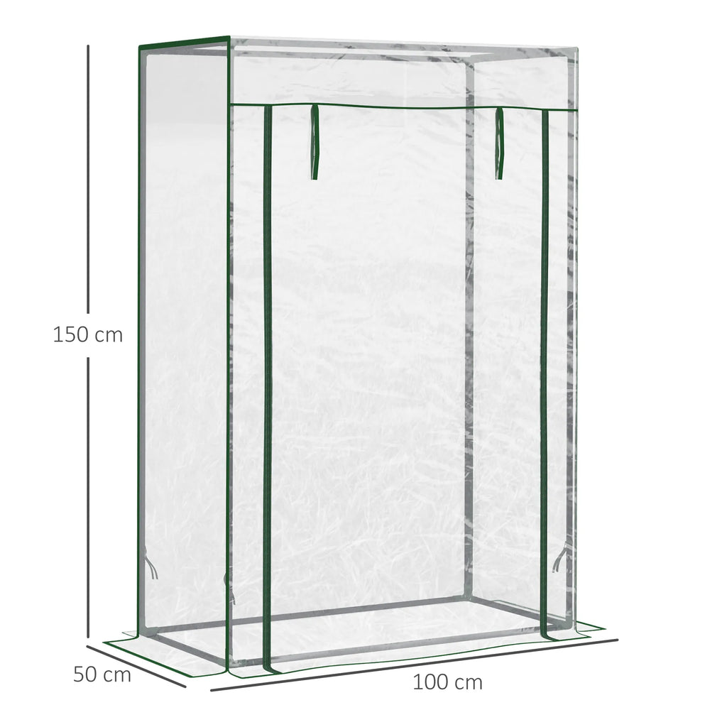 Šiltnamis Šiltnamis Pomidorų namelis Ankstyvųjų daržovių lysvė su užtrauktine durimis Plienas Plastikas Skaidrus 100x50x150cm