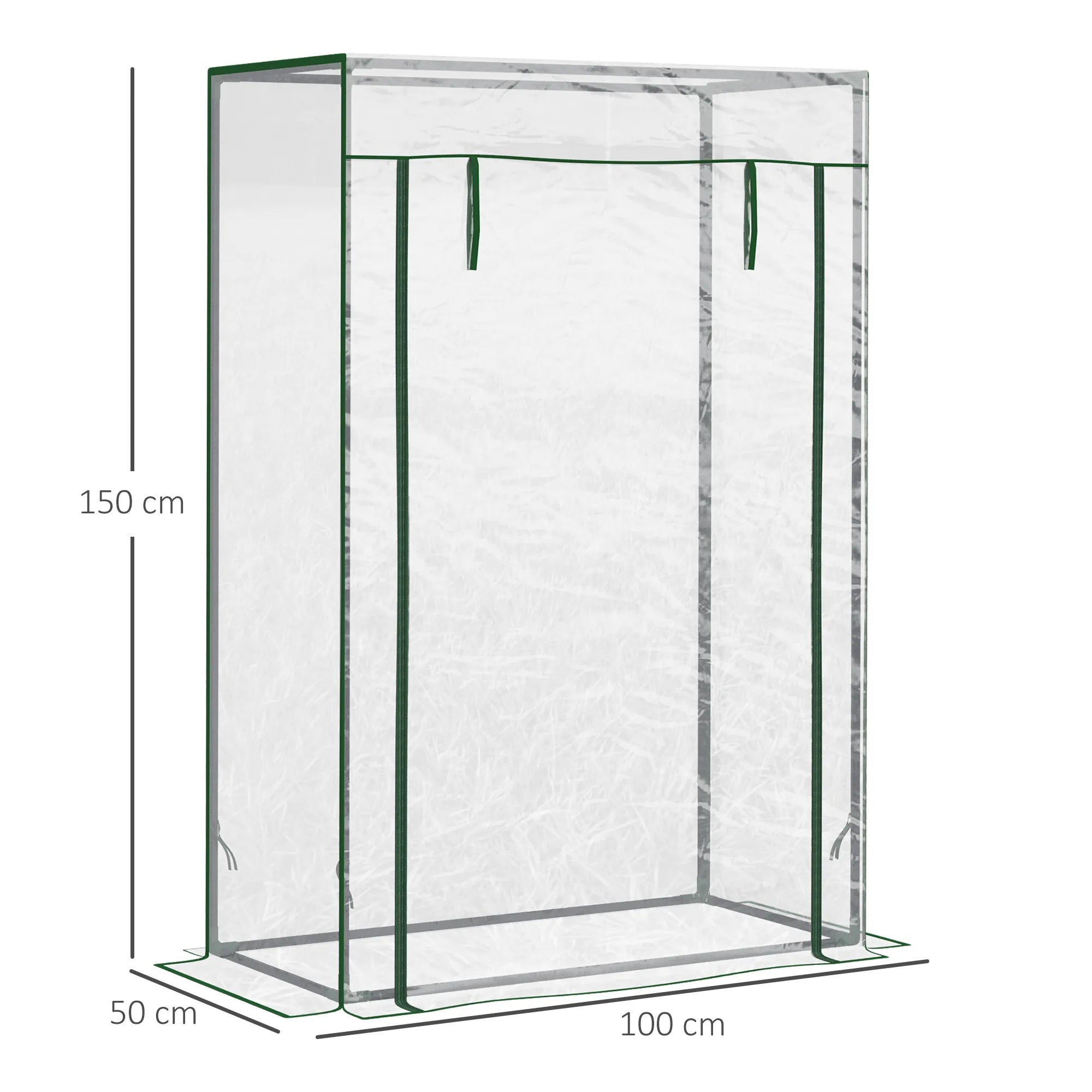 Šiltnamis Šiltnamis Pomidorų namelis Ankstyvųjų daržovių lysvė su užtrauktine durimis Plienas Plastikas Skaidrus 100x50x150cm