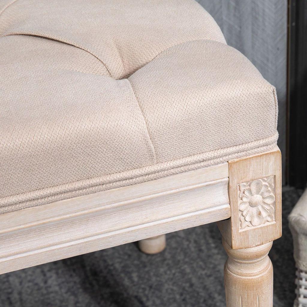 Sėdimoji sofa Vintage dizainas Vintage sofa, sagų siuvimas, tekintos kojos, Shabby Chic, kreminė + balta