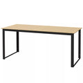 Sodo stalas iš metalo 175x78 cm Atsparus atmosferos poveikiui balkono stalas su medžio imitacija, neslidus valgomojo stalas Juodas