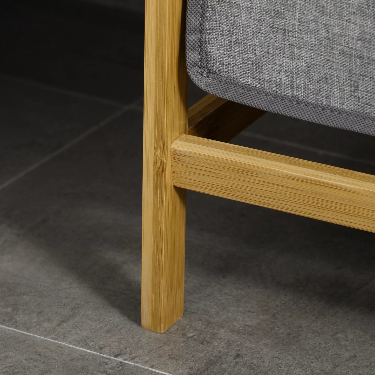 Skalbinių surinkėjas skalbinių krepšys, 2 skalbinių maišai, 2 rankenos, bambukas, 63,5 x 33 x 73 cm, pilka + natūrali spalva