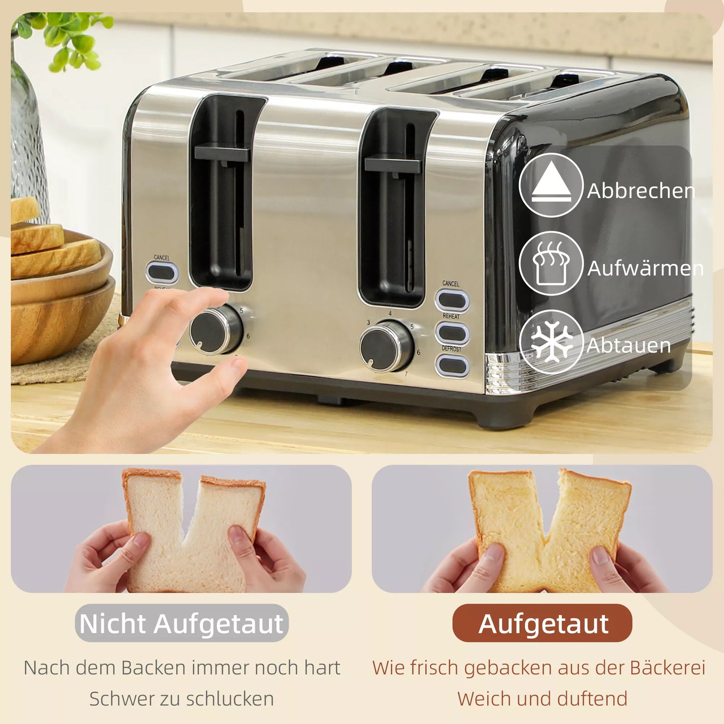 Virdulio ir skrudintuvo rinkinys, 7 rudinimo lygiai, 1,7 L, plastikas, nerūdijantis plienas, juodas