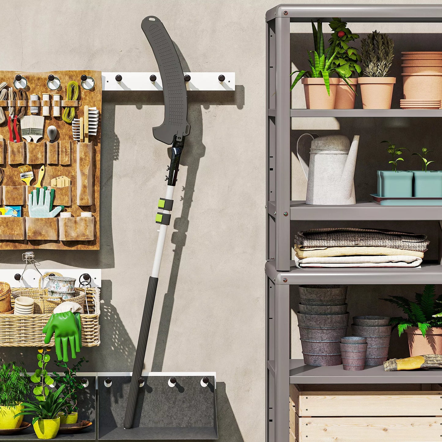 Teleskopinė šakų pjūklė 1,5–2,6 m su fiksavimo mechanizmu, teleskopine rankena, nelimpančia danga dengtu ašmenimis, juoda