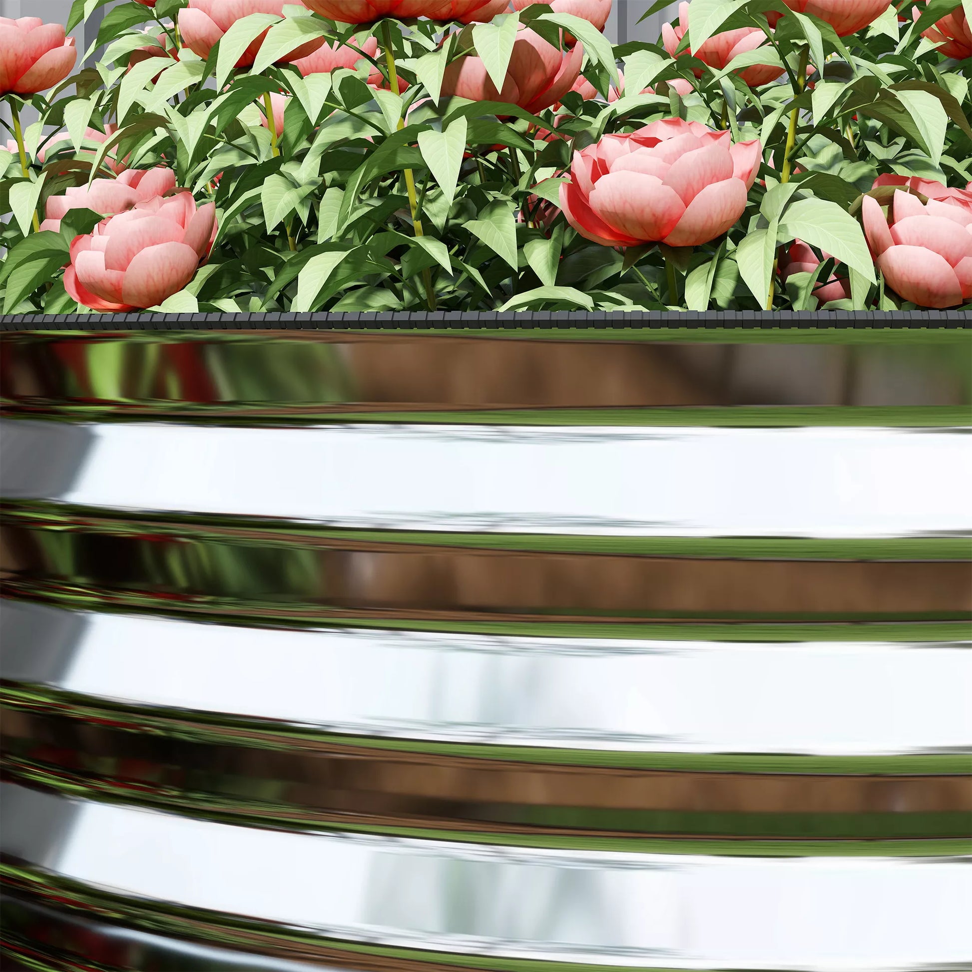 Gėlių vazonas, metalinis gėlių vazonas su apsauginiu kraštu ir pirštinėmis, atviras dugnas, 160P x 80G x 56A cm, pilkos spalvos