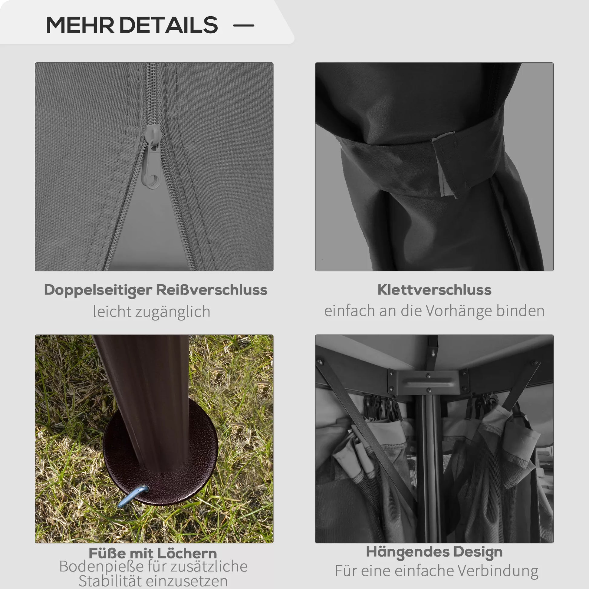 Sodo paviljonas Paviljonas 2,96 x 2,96 m Sodo palapinė su dvigubu stogu Šventinė palapinė su 4 šoninėmis dalimis Moskitų tinklas Atsparus atmosferos poveikiui Aliuminis Poliesteris Tamsiai pilka