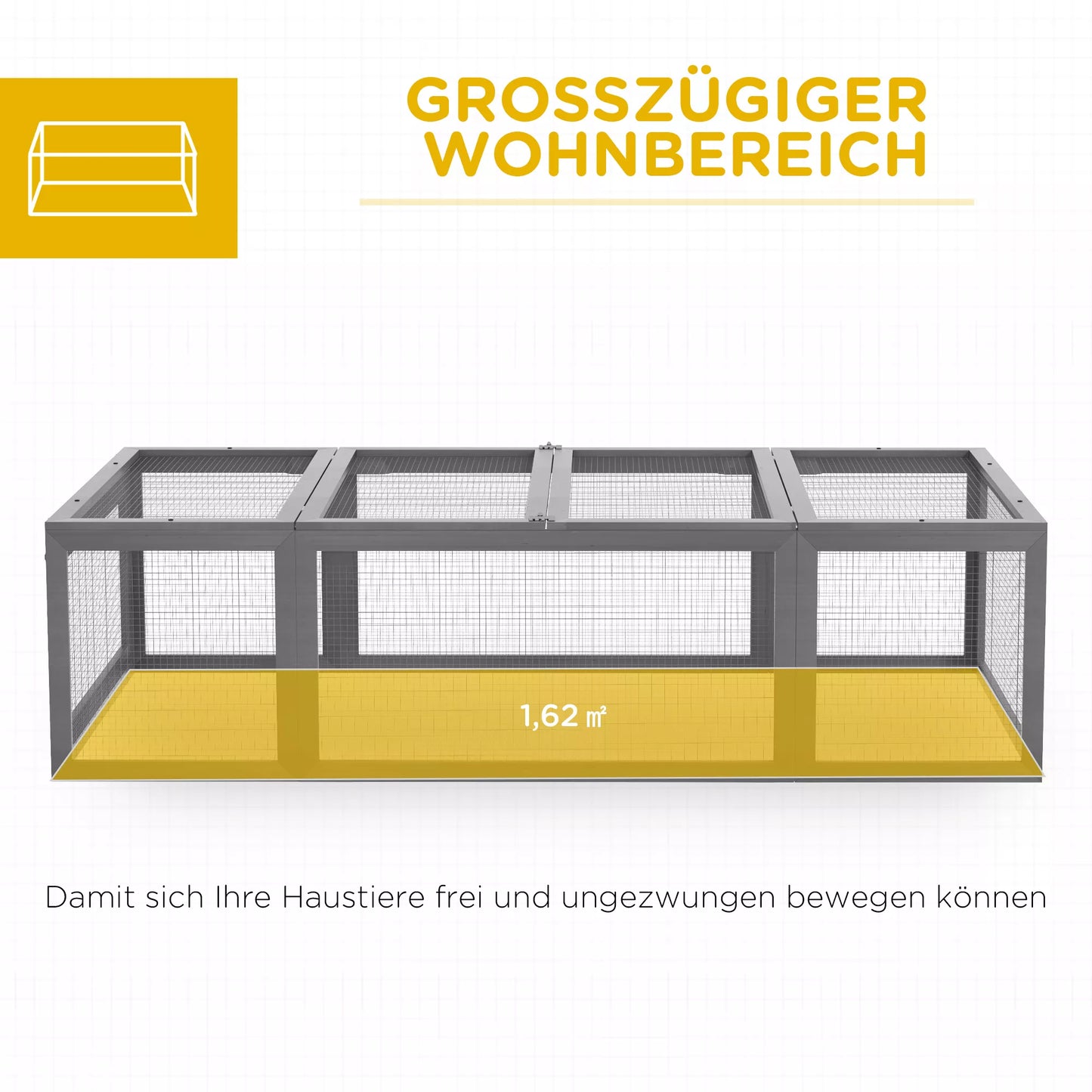 Lauko voljeras smulkiems gyvūnams, atlenkiamas stogas, eglės mediena, pilkas