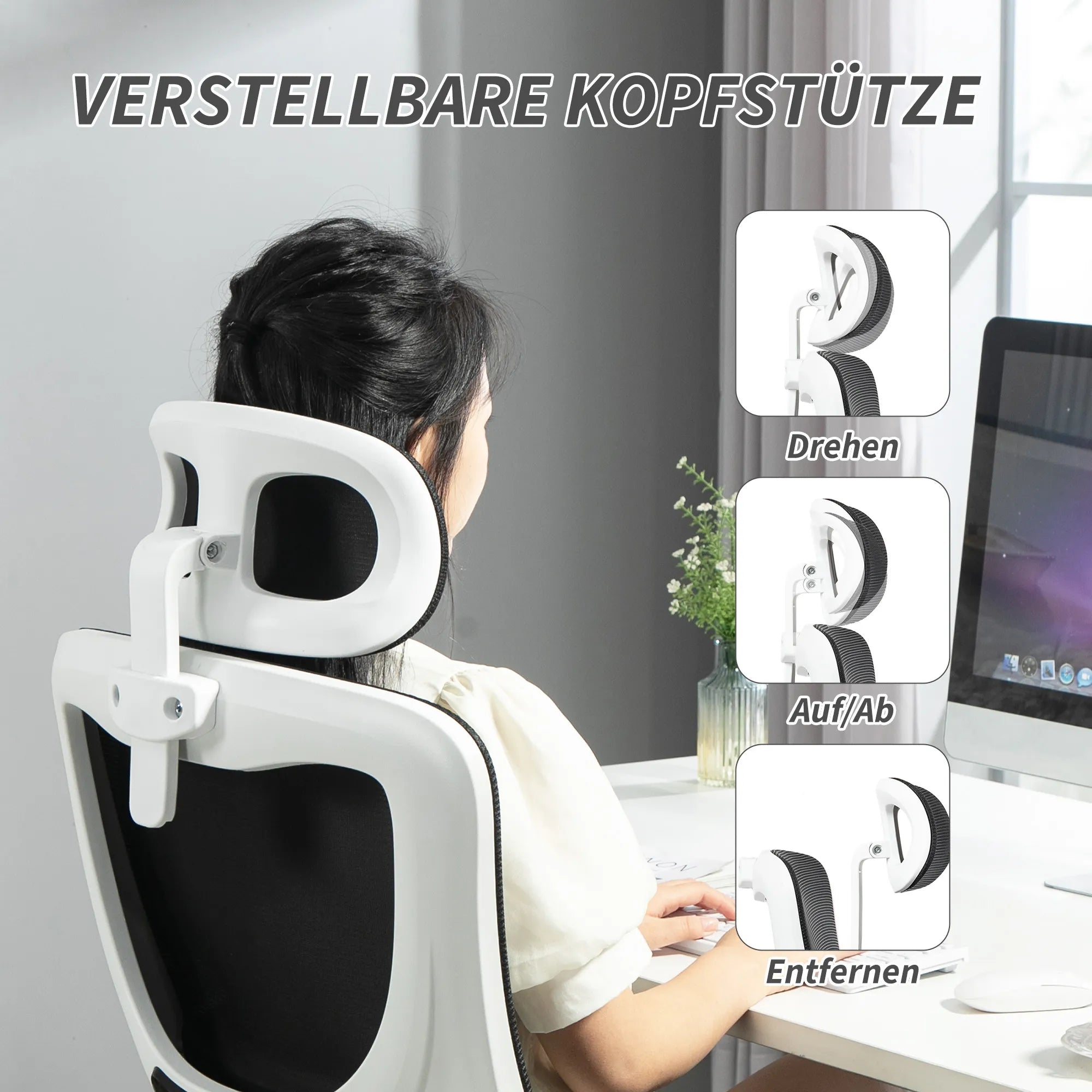 Ergonominė biuro kėdė su tinkleliu reguliuojamu aukščiu juoda