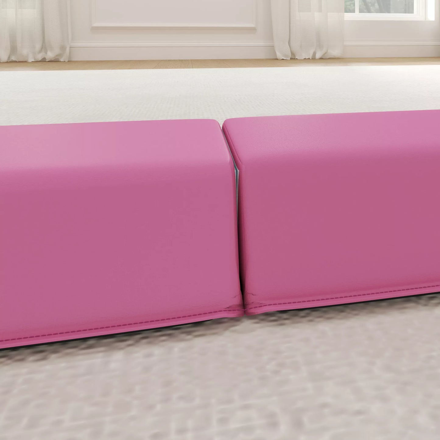 Balansinė sija 2,4 m, sulankstoma, neslystantis pagrindas, nuo 3 metų, iki 80 kg, šviesiai raudona