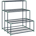 Metalinis gėlių stovas 4 pakopų balkonui ir terasai, 94 x 84 x 110 cm, tamsiai žalios spalvos