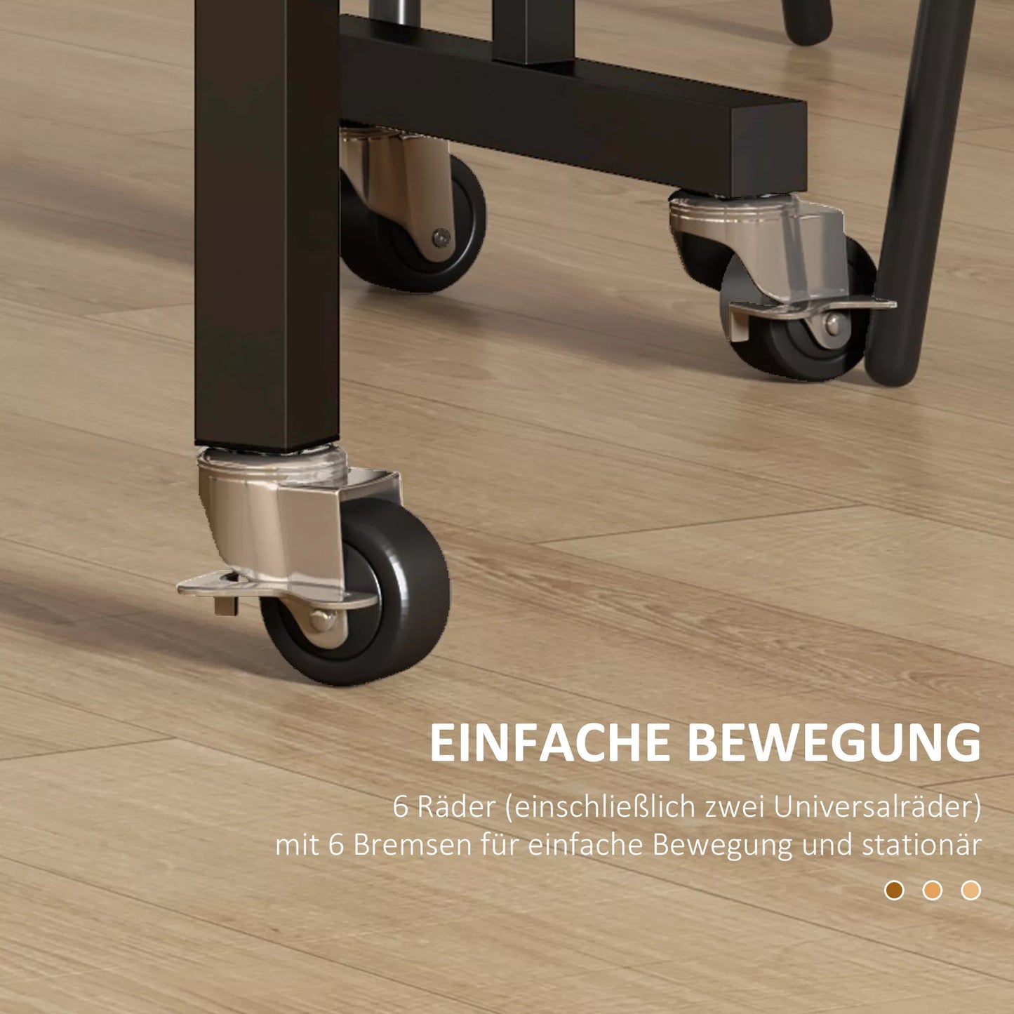 Valgomasis stalas 4-6 žmonėms, sulankstomas, su ratukais, plieniniu rėmu, 52,5-120 x 80 x 73 cm, pilkos spalvos