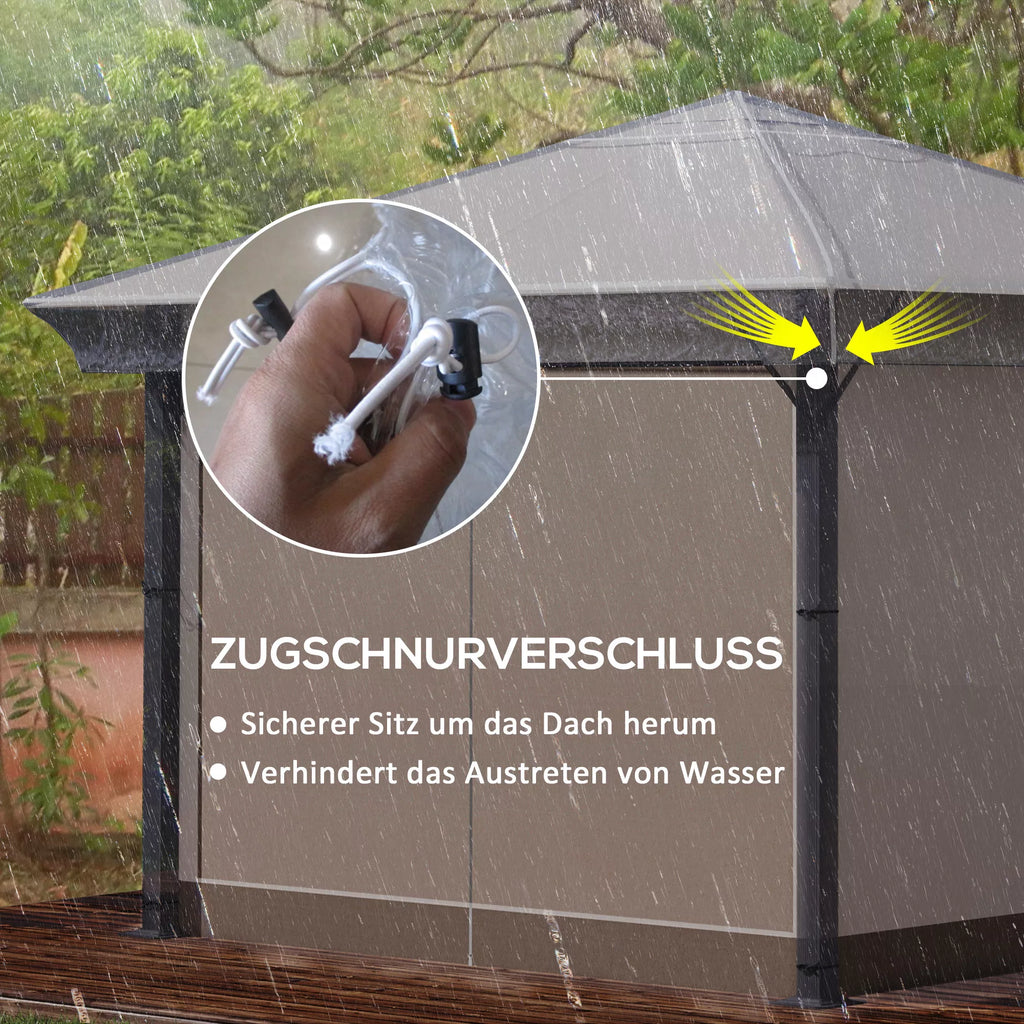Pavilion lietaus dangtis, sodo paviljono apsauga, atspari vėjui, atspari vandeniui, plastikinė brezentinė danga, 300L x 300B x 80H cm