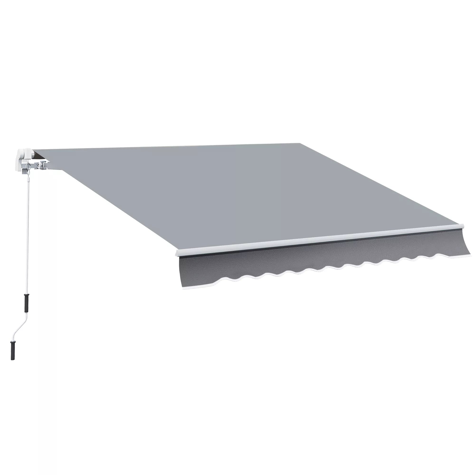 Markizė, 3,95 x 2,45 m, apsauga nuo saulės, įtraukiama, su rankine, metalinis rėmas, poliesteris, pilka/balta