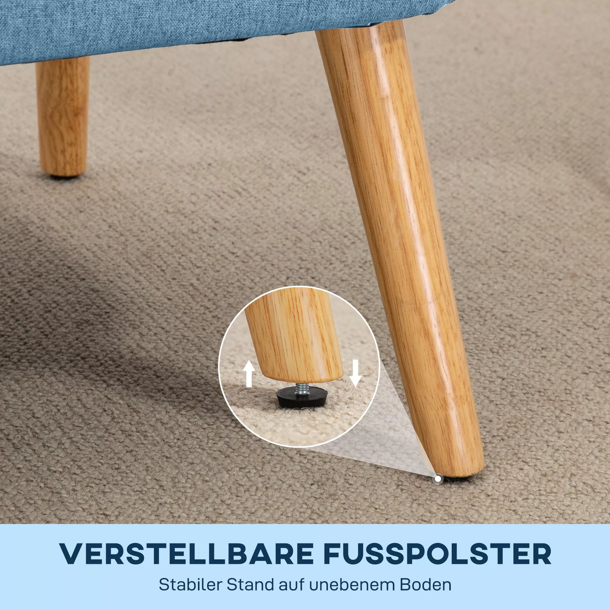 2 vietų sofa retro stiliaus, minkšta apmušalai, lengvai prižiūrimi apmušalai, iki 150 kg, 117 x 56,5 x 77 cm, mėlyna