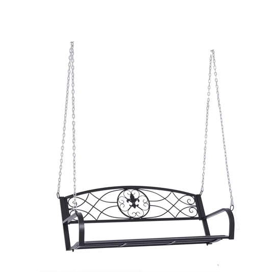 Pakabinama suolelė 2 vietų Sodo sūpynės Sūpynės suolelis Holivudo sūpynės Pakabinama suolelė su grandinėmis Metalo Juoda 132 x 63 x 58 cm