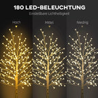 Kalėdinė dekoracija – dirbtinis beržas su 180 LED, 3 šviesumo lygiai, 180 cm